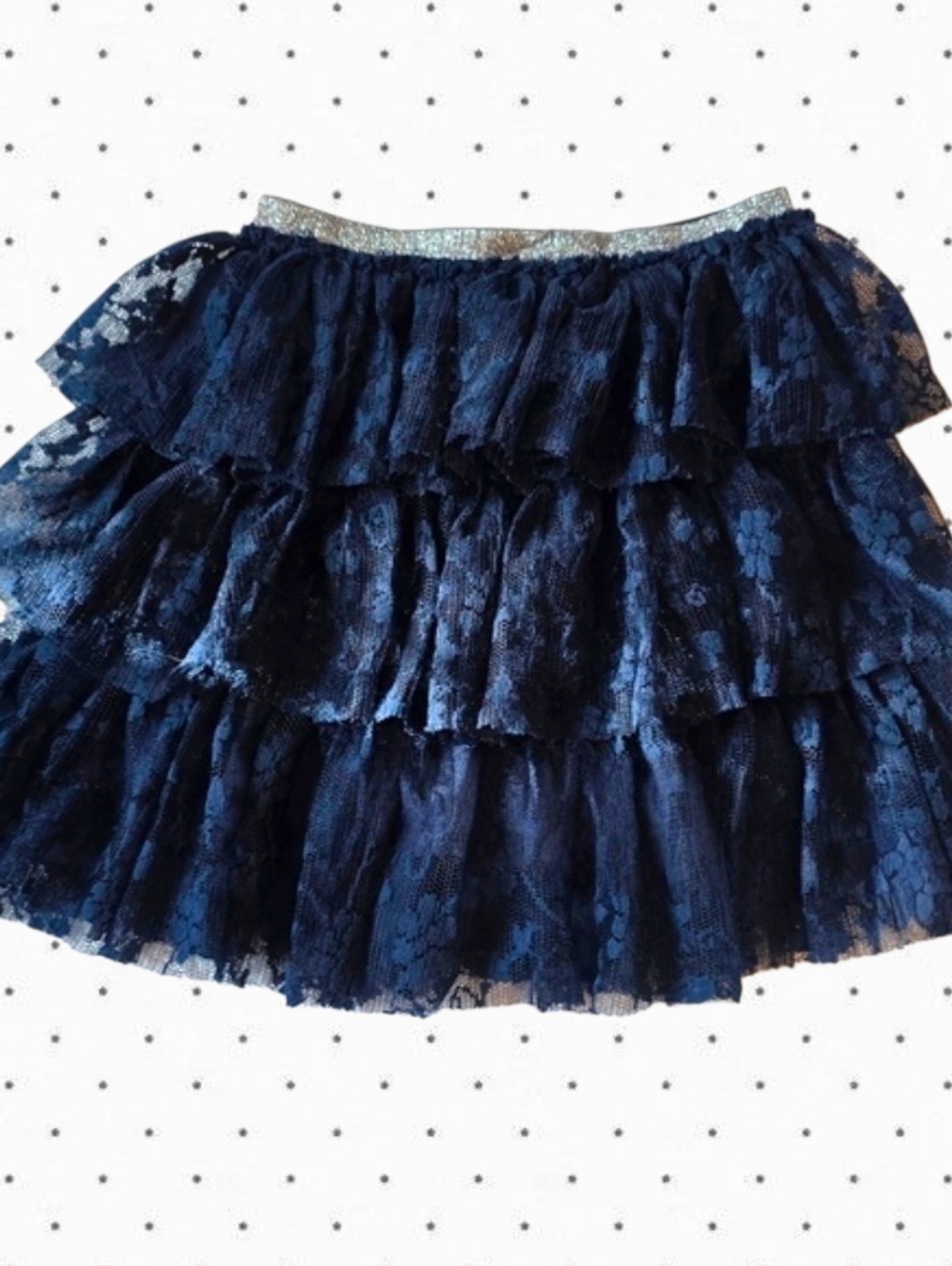 Pepco Japanese Brand navy blue lace skirt with silver trim